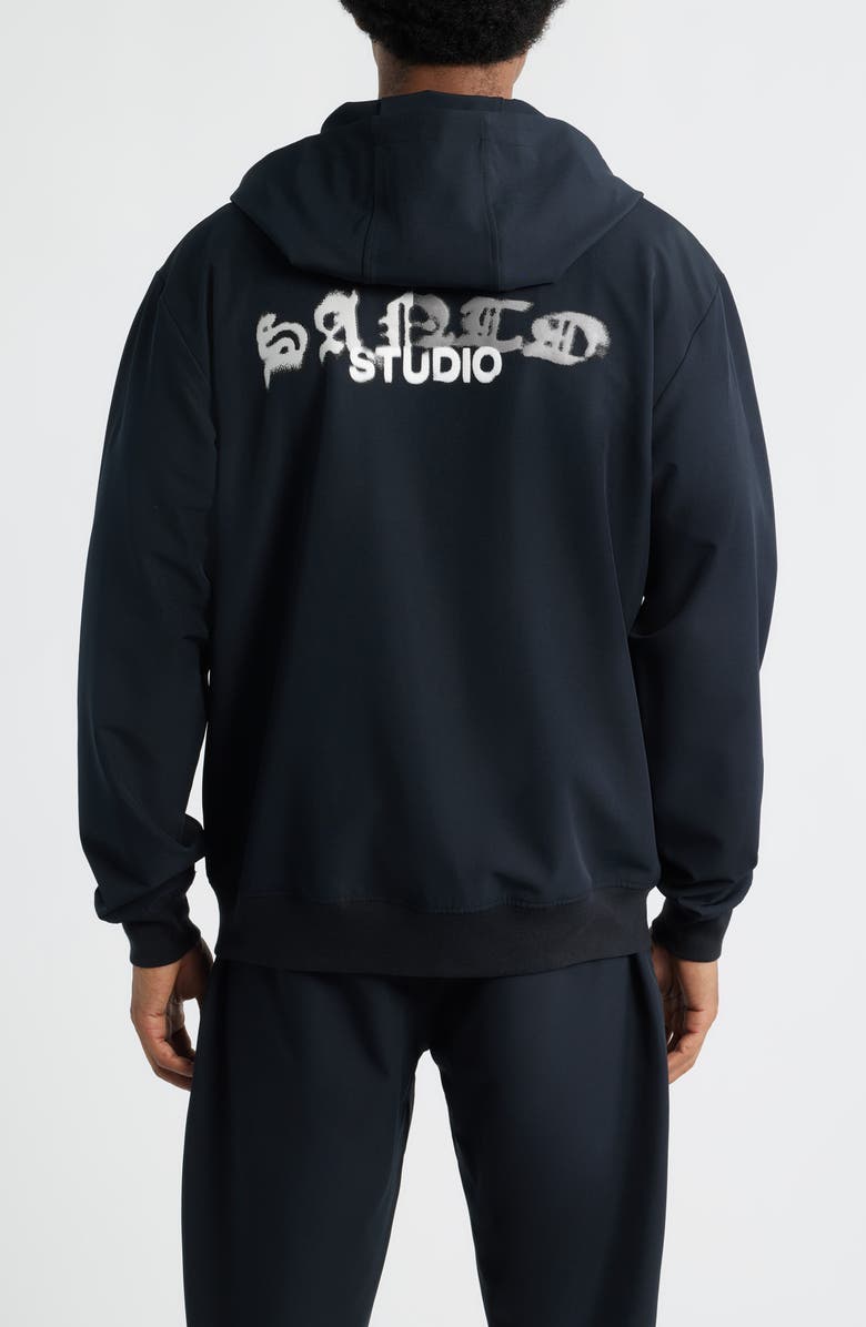 SANTO STUDIO Tempo Tech Water Resistant Hooded Jacket, Alternate, color, Black