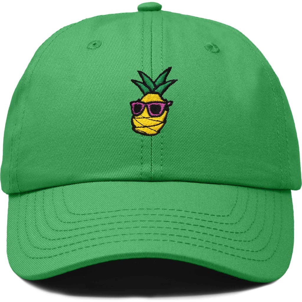 Dalix Pineapple Embroidered Dad Hat In Kelly Green