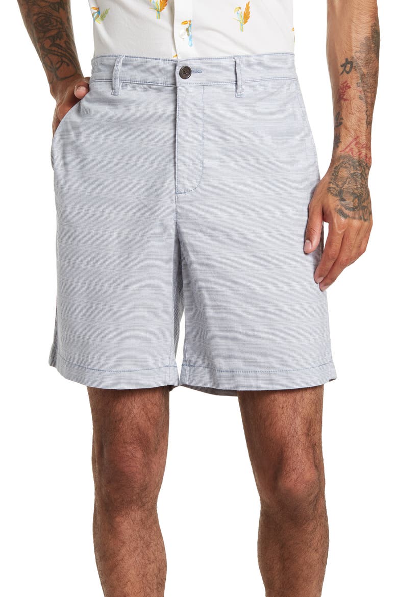 Slim Feeder Stripe Shorts, Main, color, BERING SEA