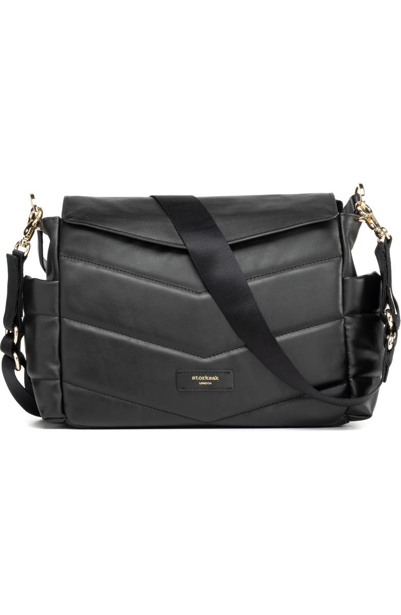 Storksak Aria Leather Diaper/Stroller Bag, Main, color,