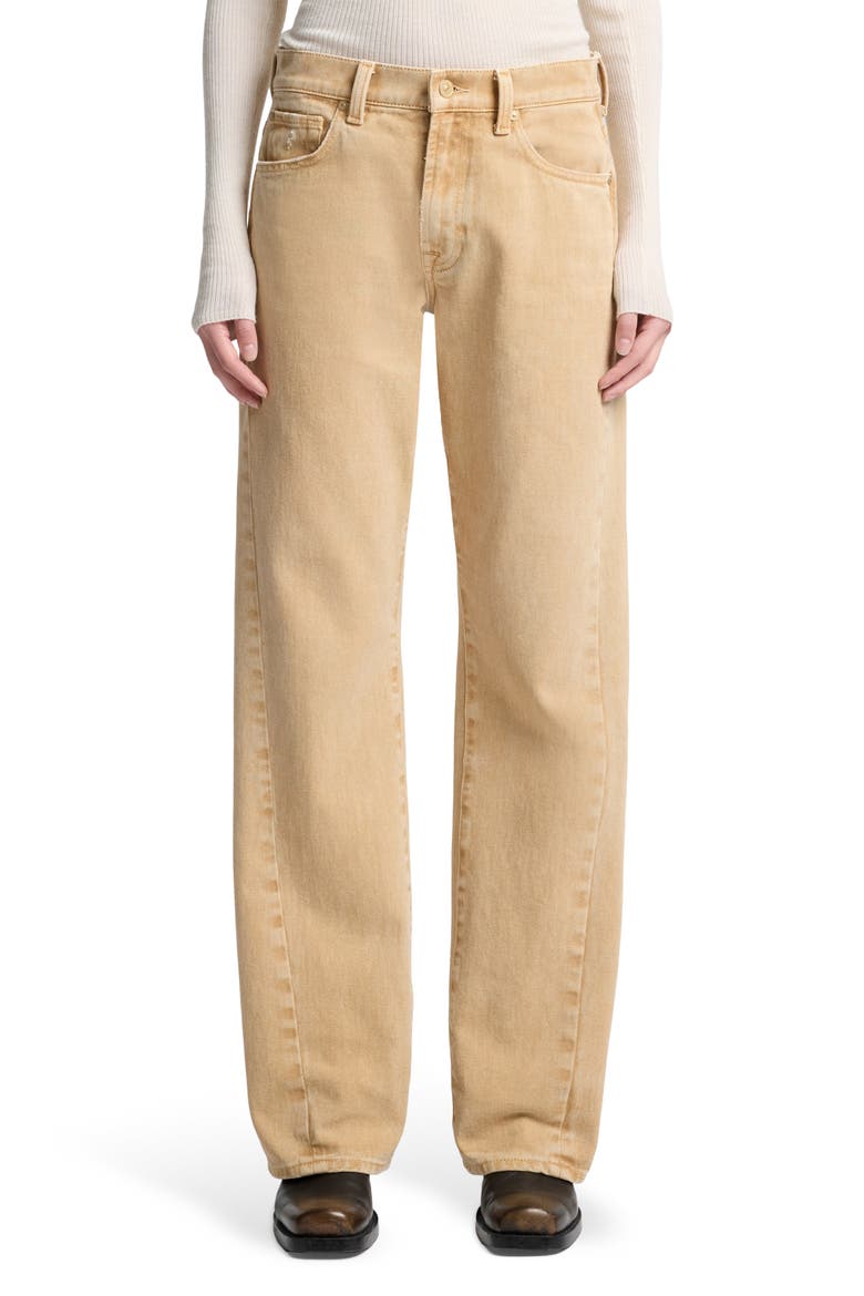 Tess Twisted Seam High Waist Straight Leg Jeans, Main, color, SANDUNE