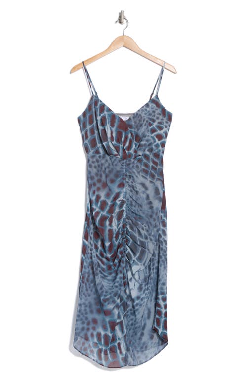Socialite Ruched Cami Midi Dress In Blue