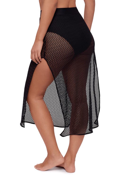 S3 Side Slit Crochet Coverup Skirt In Black