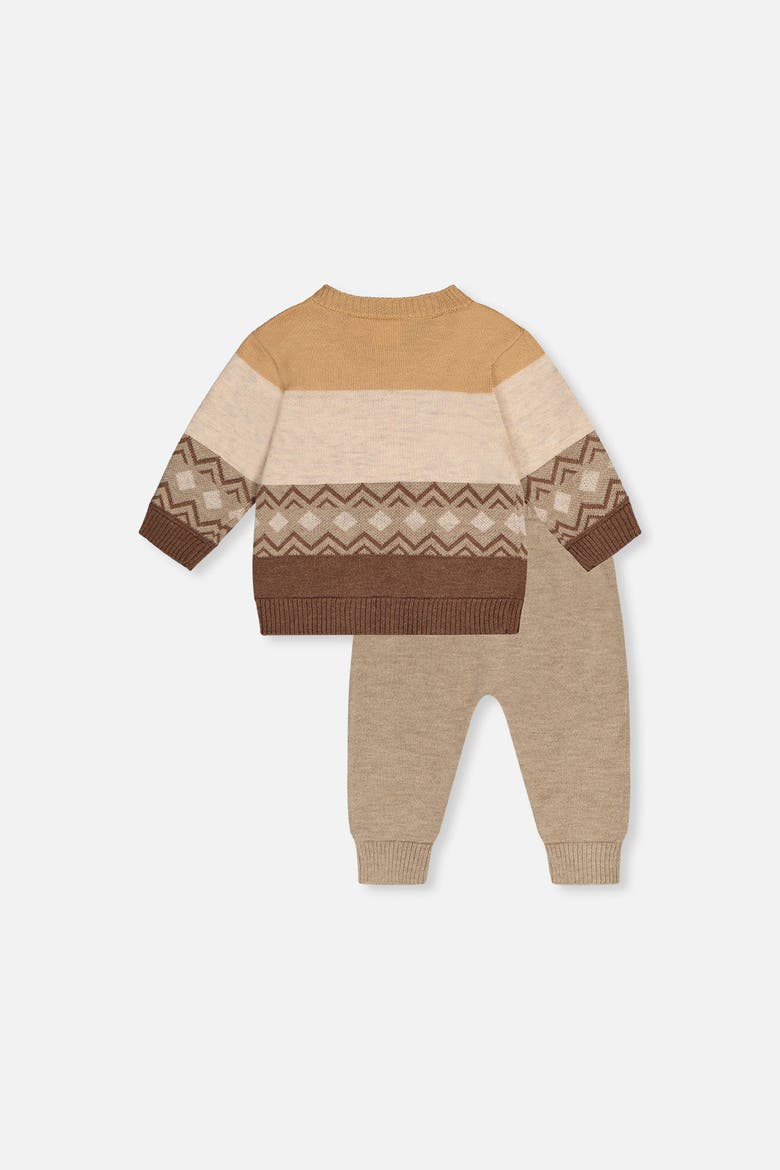 Knitted Hedgehog Intarsia Sweater and Knee Patch Pants Set, Alternate, color, Brown Cinnamon