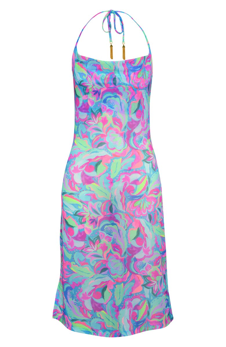 Sunshine 79 Swirltopia Halter Cover-Up Dress, Alternate, color, Aqua Multi