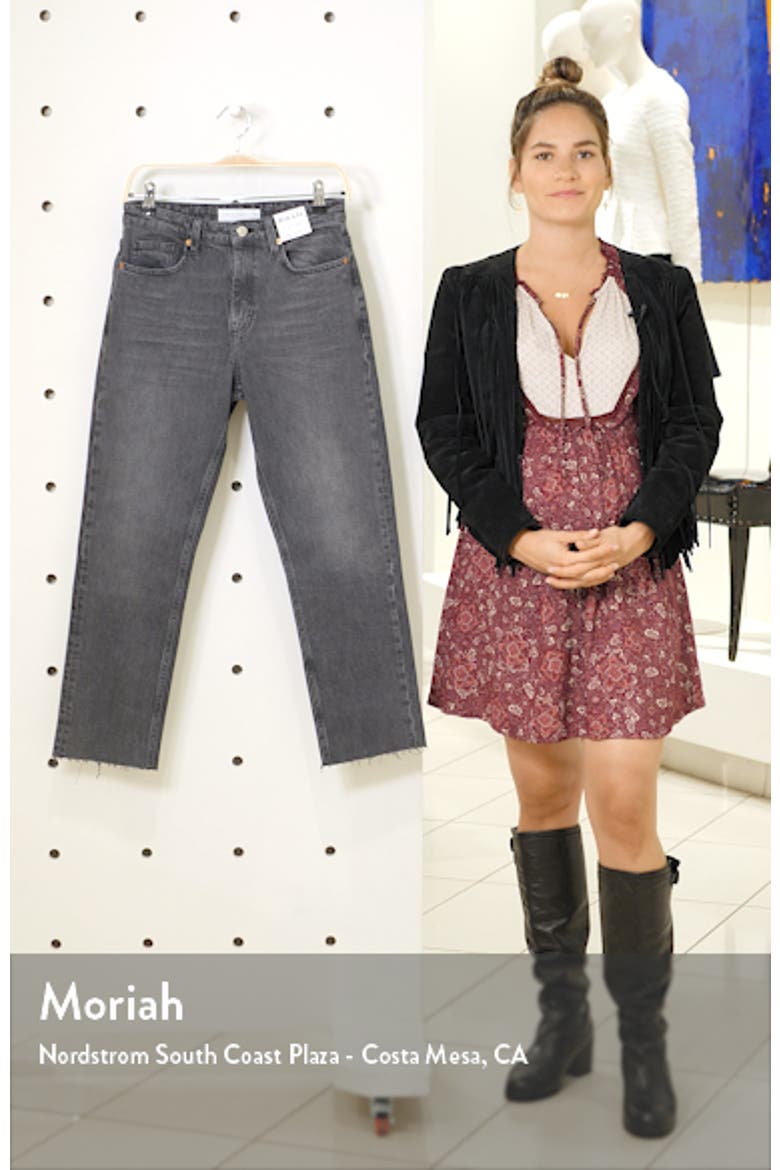 High Waist Raw Hem Straight Jeans video