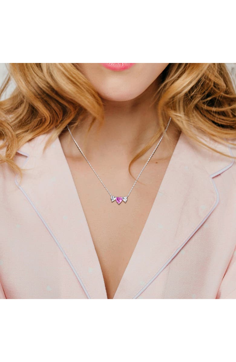 DELMAR Sterling Silver Lab Grown Pink & White Sapphire Heart Pendant Necklace, Alternate, color, Pink