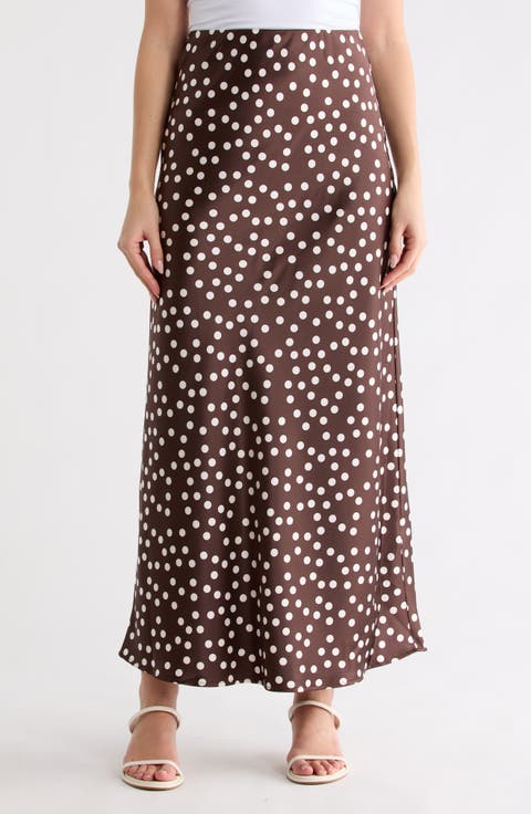Polka Dot Print Maxi Skirt