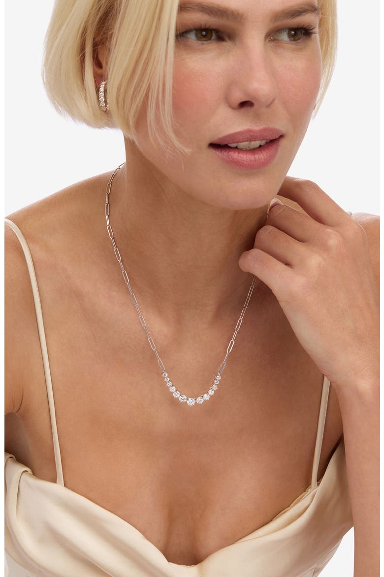 Not Your Basic Graduated Cubic Zirconia Necklace, Alternate, color, SILVER-WHITE