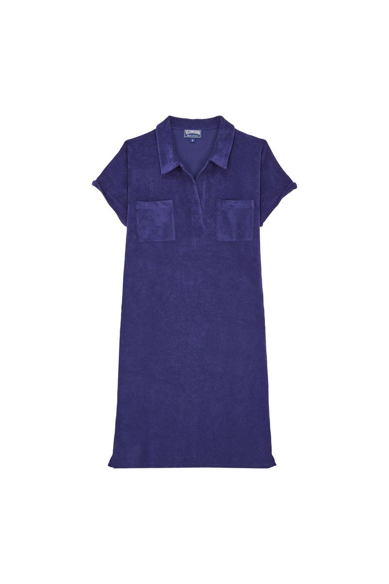 Women's Solid Organic Terry Polo Dress, Main, color, MINUIT