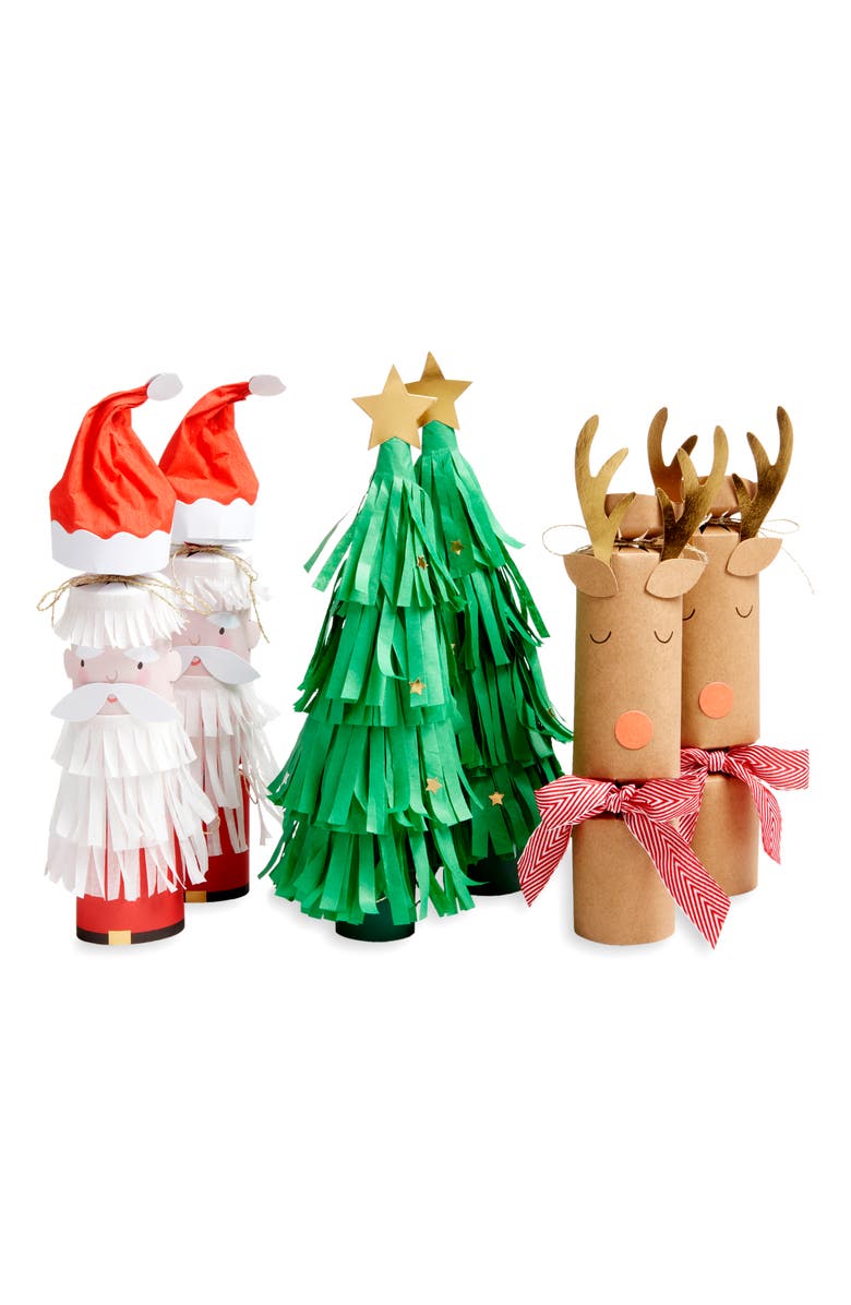 Meri Meri 6-Pack Assorted Santa, Reindeer & Trees Christmas Crackers, Main, color, Asst