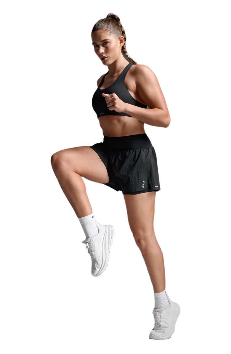 2XU Aero Hi-Rise2-in-1 3InchShorts, Alternate, color, Black/Silver Reflective