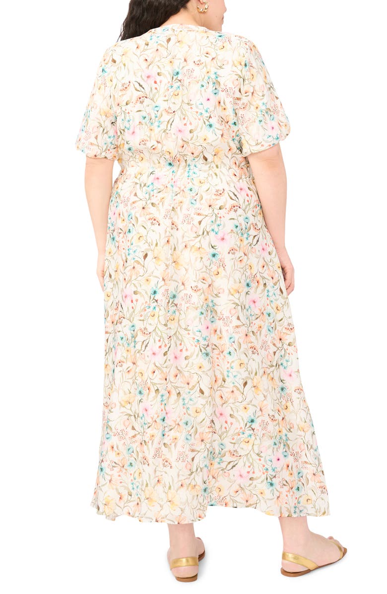 Vince Camuto Print Puff Sleeve Maxi Dress, Alternate, color, Antique White