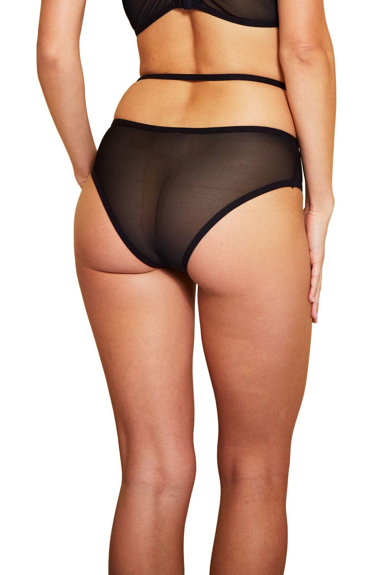 Cutout Hook and Eye Mesh Panties, Alternate, color, BLACK
