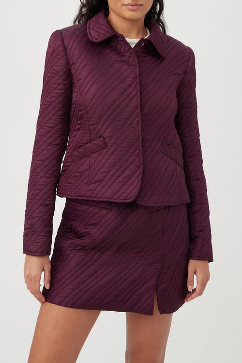 Trina Turk Vilet Quilted Collared Jacket In Purple