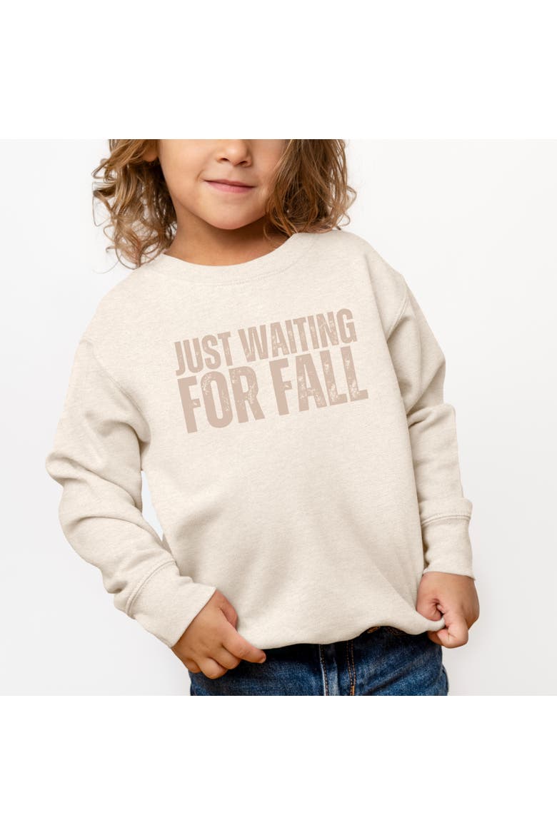 Just Waiting For Fall Distressed Toddler Graphic Sweatshirt, Main, color, Natural