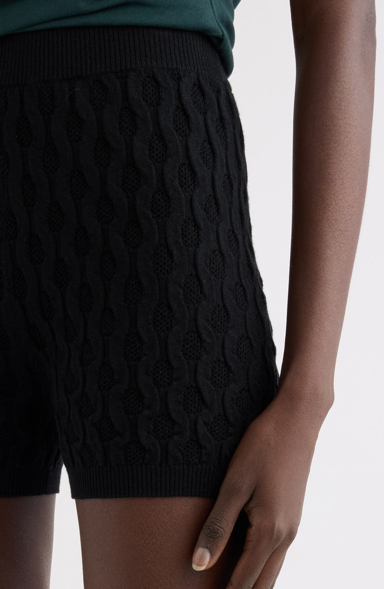 Dries Van Noten Target Merino Wool Pointelle Shorts, Alternate, color, Black