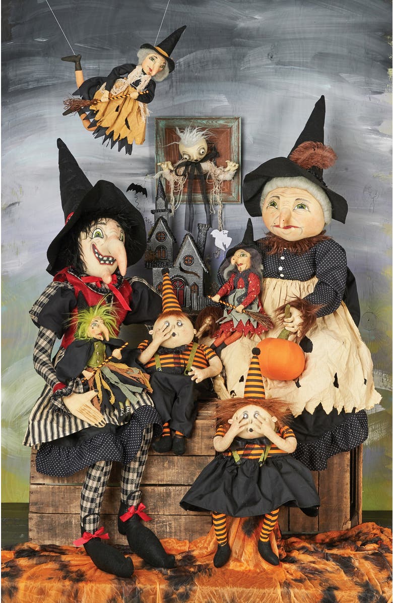 Gallerie II Imogene Witch Joe Spencer Gathered Traditions Halloween Art Doll Figure, Alternate, color, Black