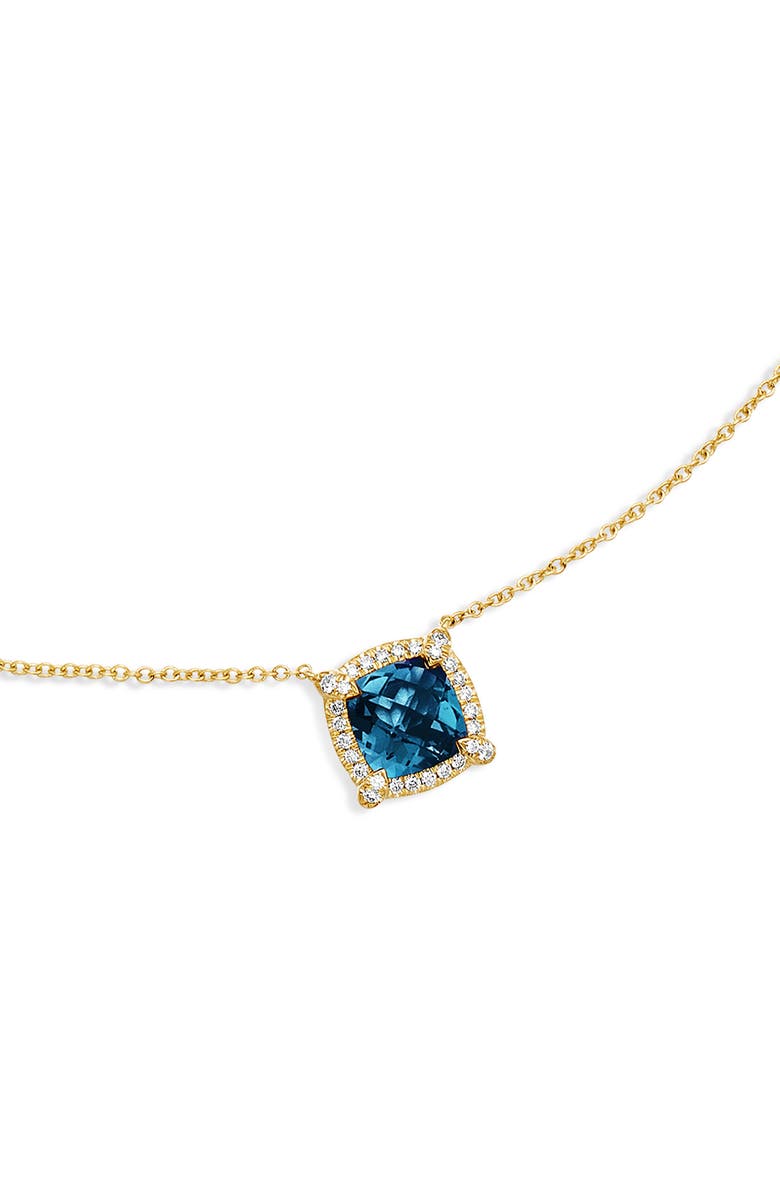 David Yurman Petite Chatelaine<sup>®</sup> Pavé Bezel Pendant Necklace in 18k Gold, Alternate, color, Blue Topaz