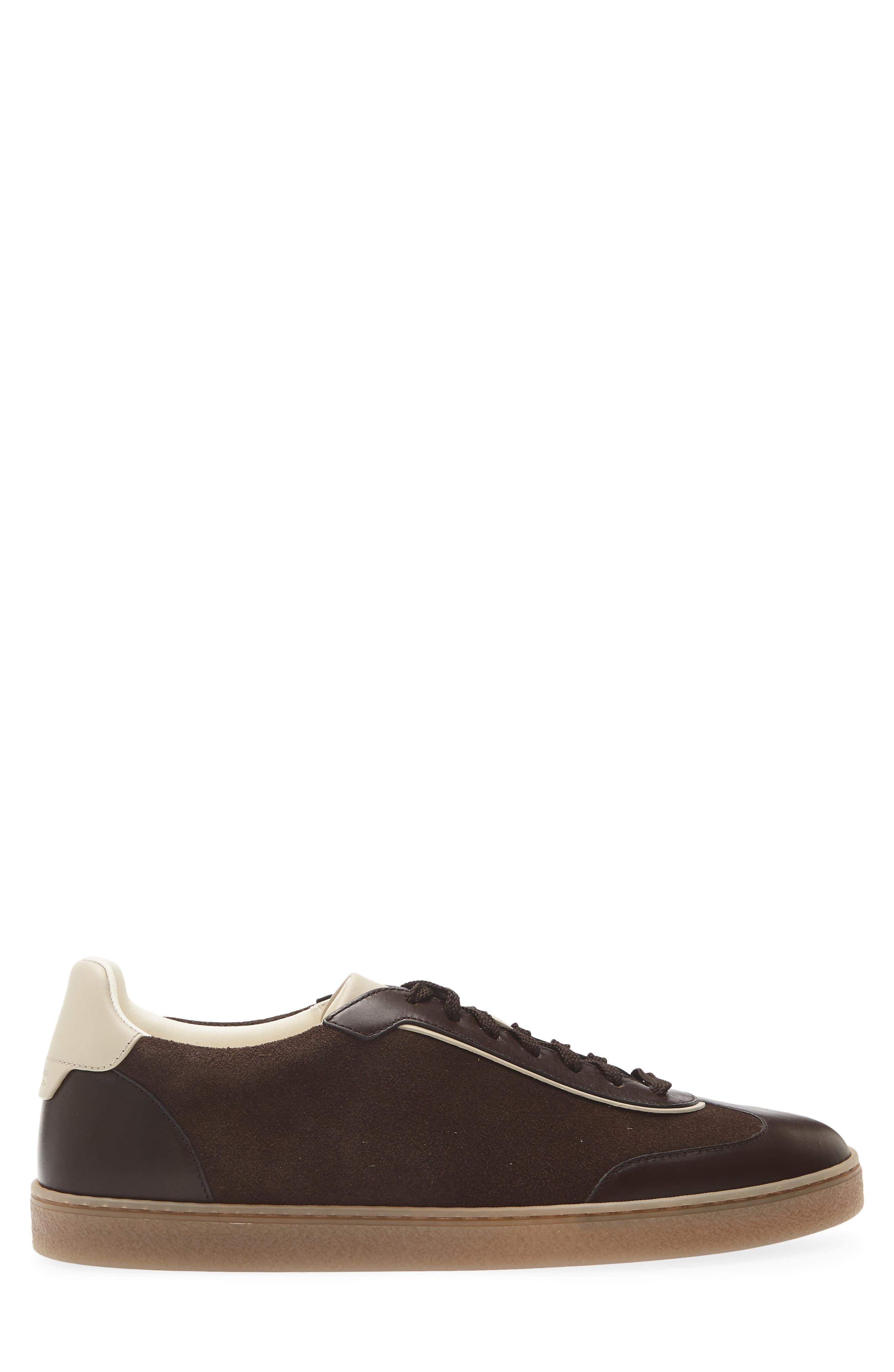 Mixed T-Toe Leather Sneaker, Alternate, color, CXY42 BROWN