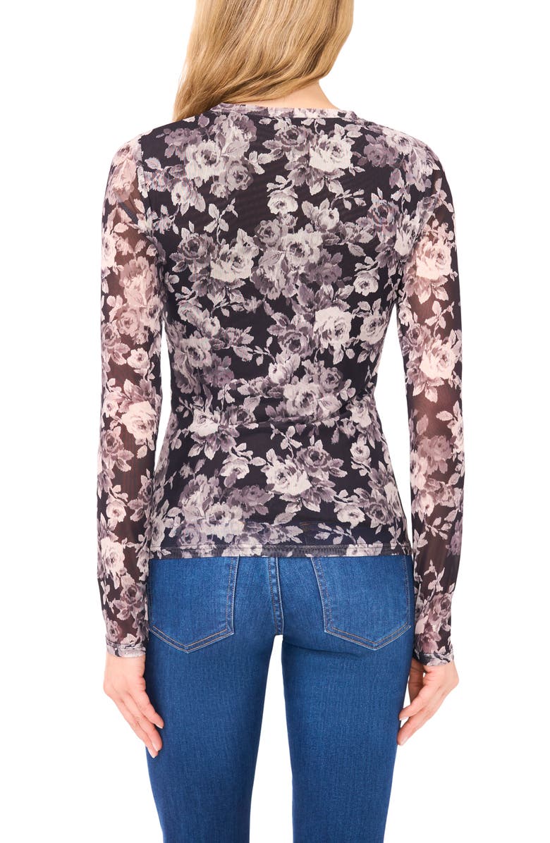 Ted Baker Addie Floral Mesh Top, Alternate, color, Rich Black