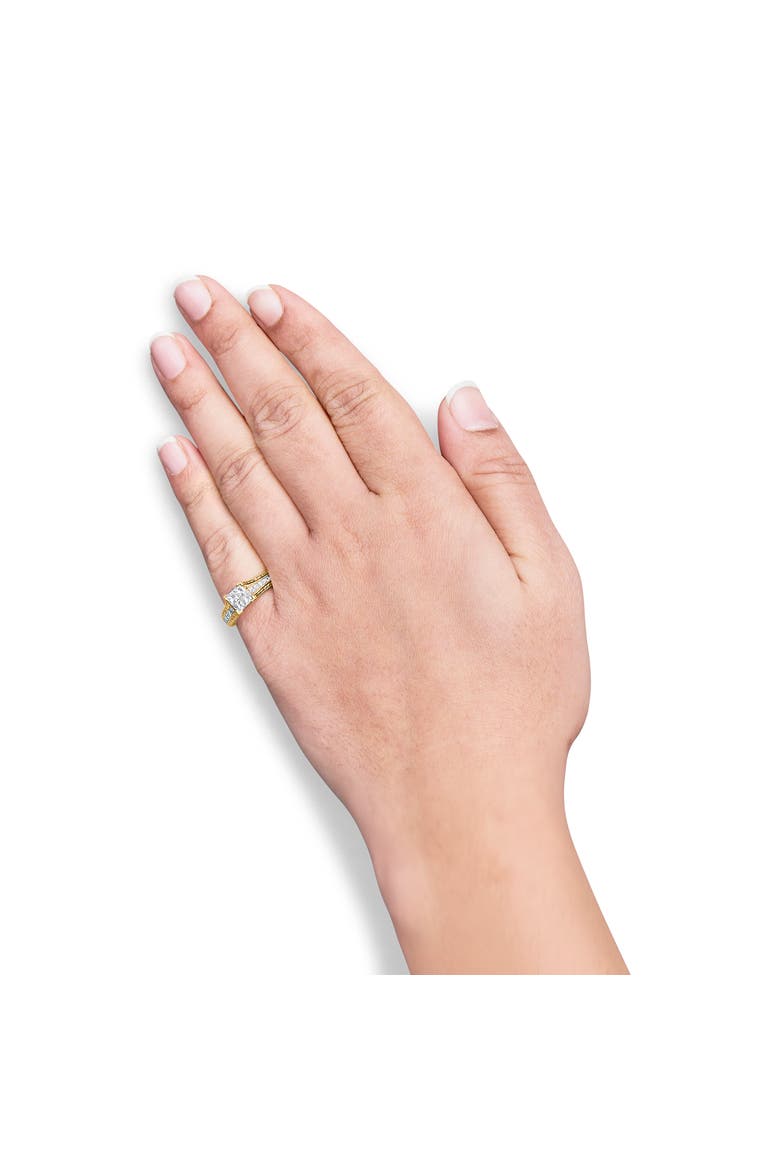 14K Yellow Gold 1.0 Cttw Princess Composite Diamond Engagement Ring, Alternate, color, Yellow