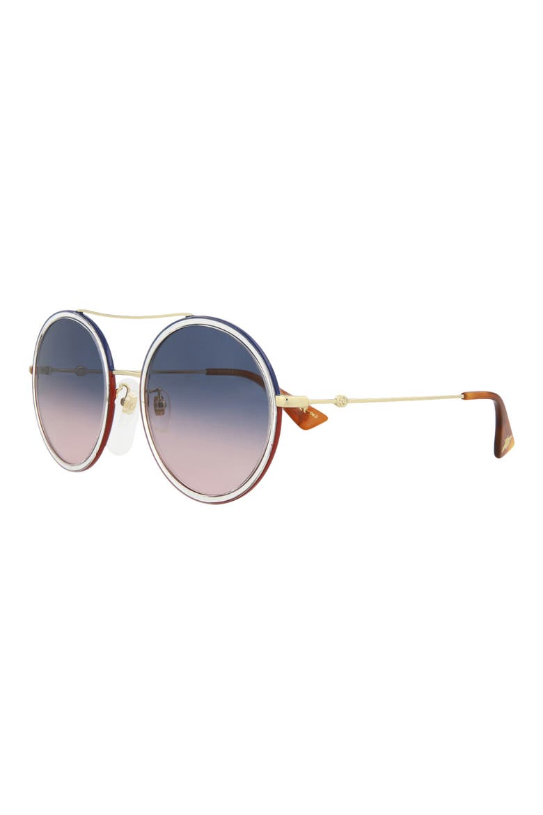 56mm Round Sunglasses, Alternate, color, GOLD GOLD BLUE