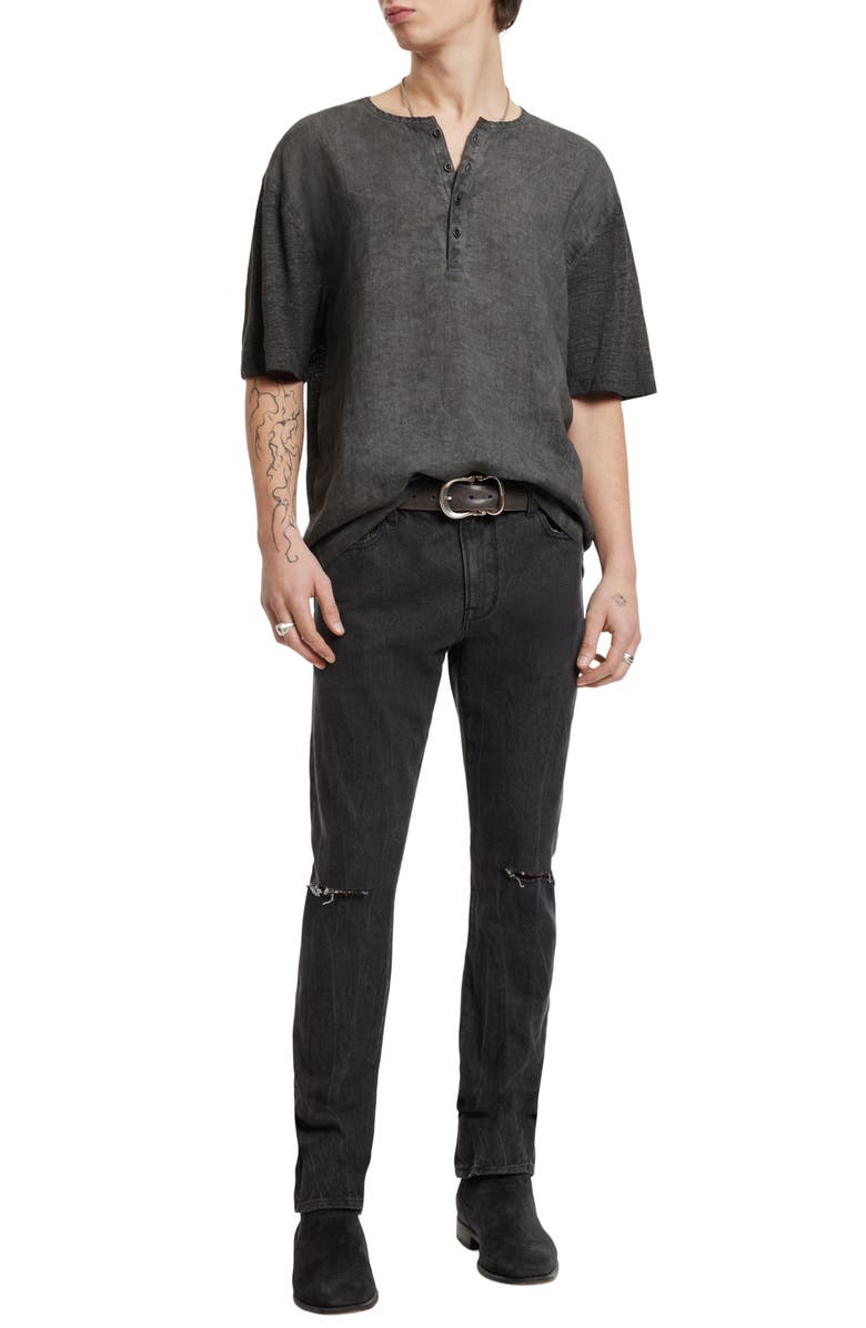 John Varvatos Dyer Regular Fit Linen Henley Shirt, Alternate, color,
