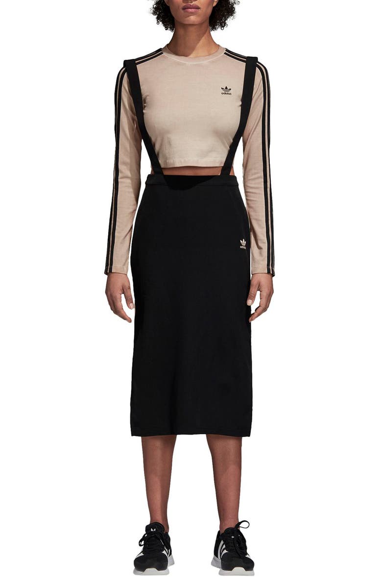adidas Originals Midi Skirt with Shoulder Straps, Main, color,