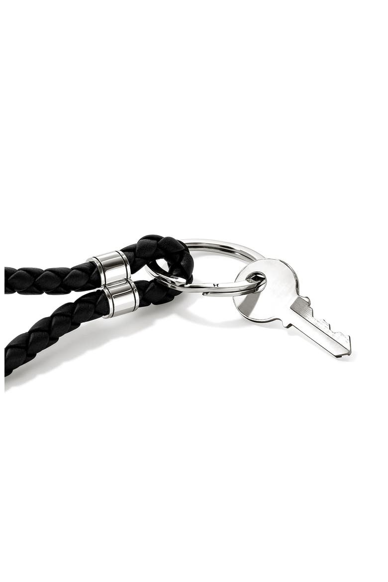JH Key Chain, Sterling Silver, Leather, Alternate, color, SILVER/BLACK