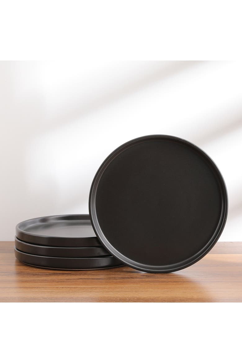 Celina Stoneware 4-Piece Salad Plate Set, Alternate, color, Black
