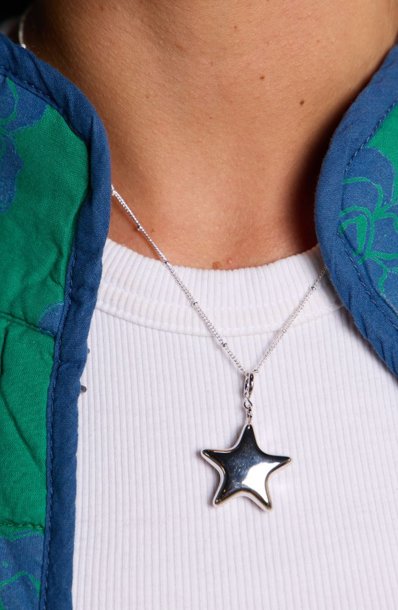 Nickel & Suede Puffy Star Charm, Alternate, color, Silver