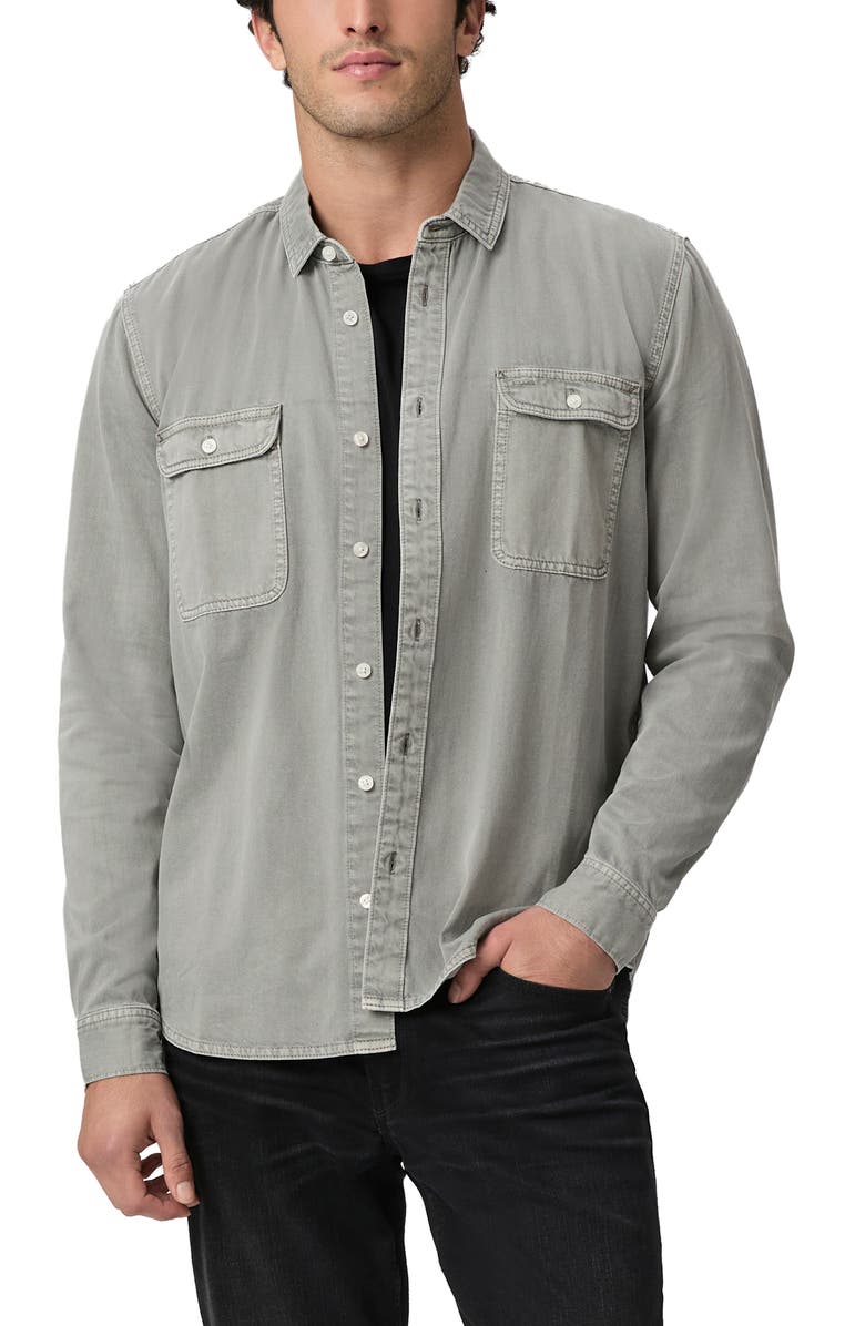 PAIGE Martin Sueded Twill Button-Up Shirt, Main, color, 