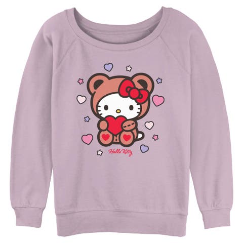 Junior's Hello Kitty Cute Valentine Bear  Sweatshirt