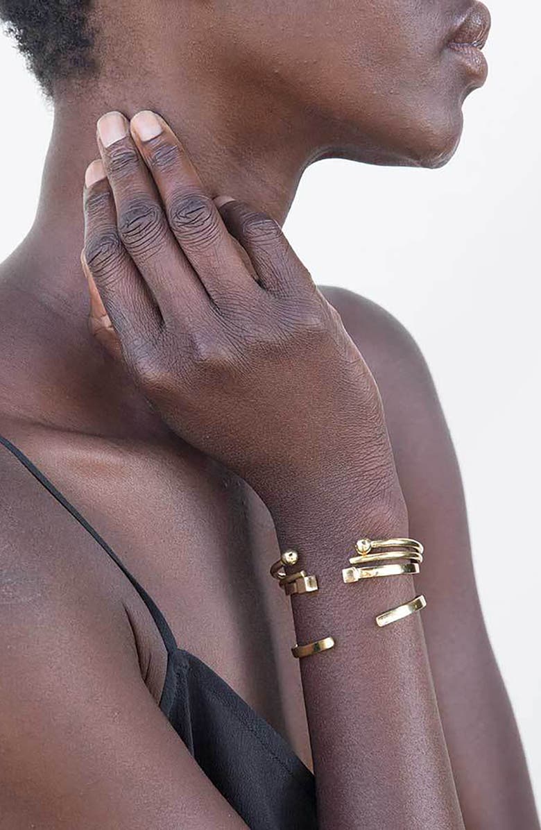 SOKO Set of 4 Mixed Shapes Stacking Cuffs, Alternate, color, Gold