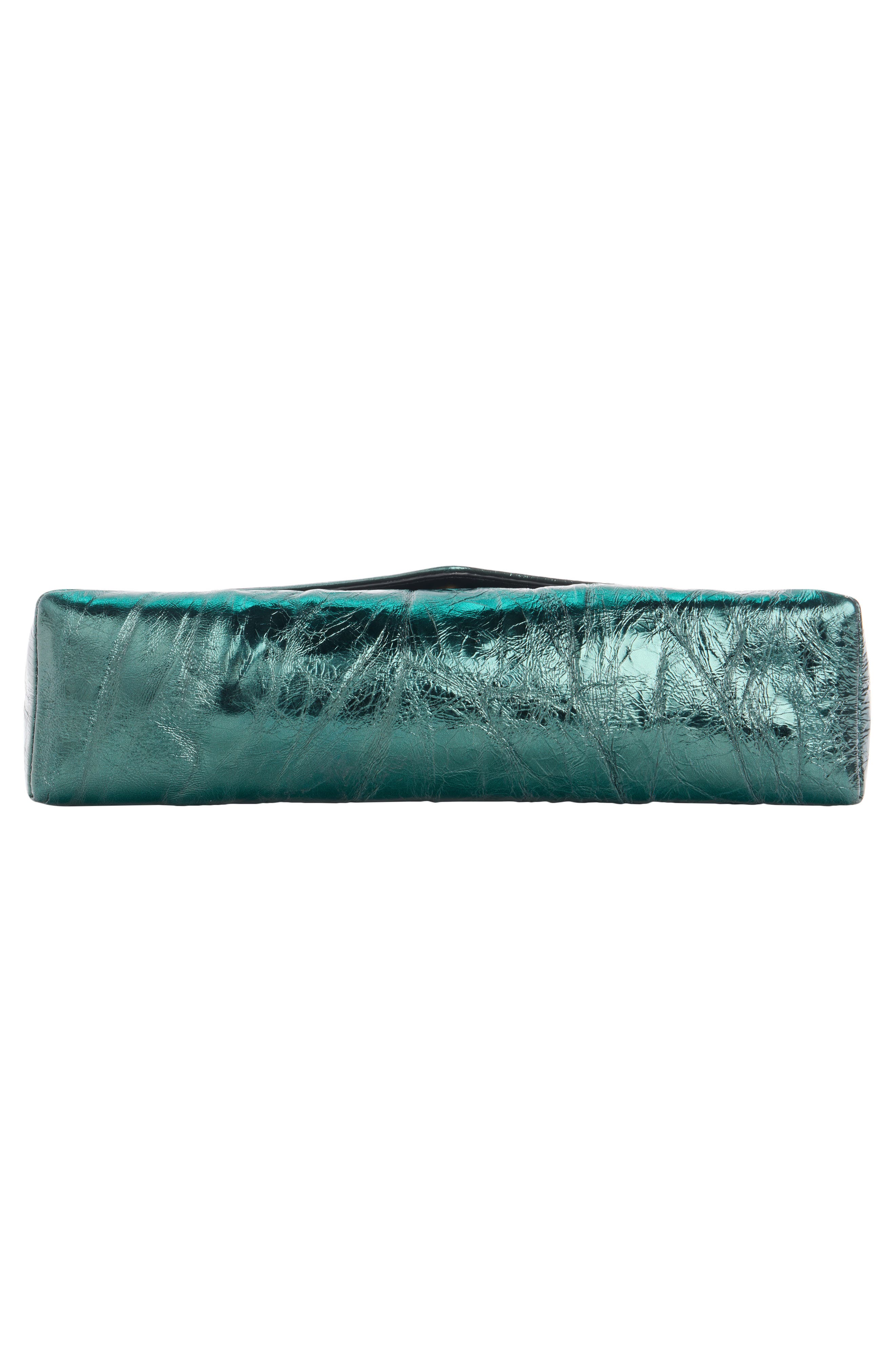Metallic Lambskin Leather Envelope Clutch, Alternate, color, FOREST 610