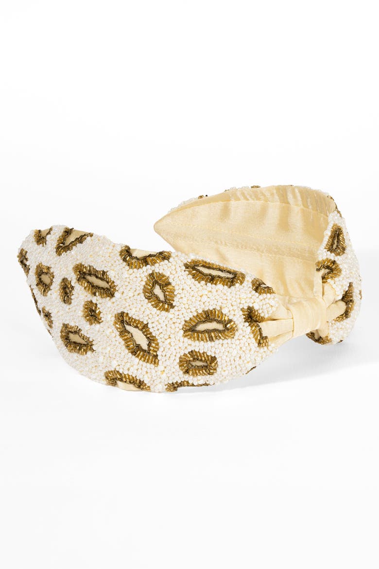 Champagne Leopard Headband, Alternate, color, Ivory
