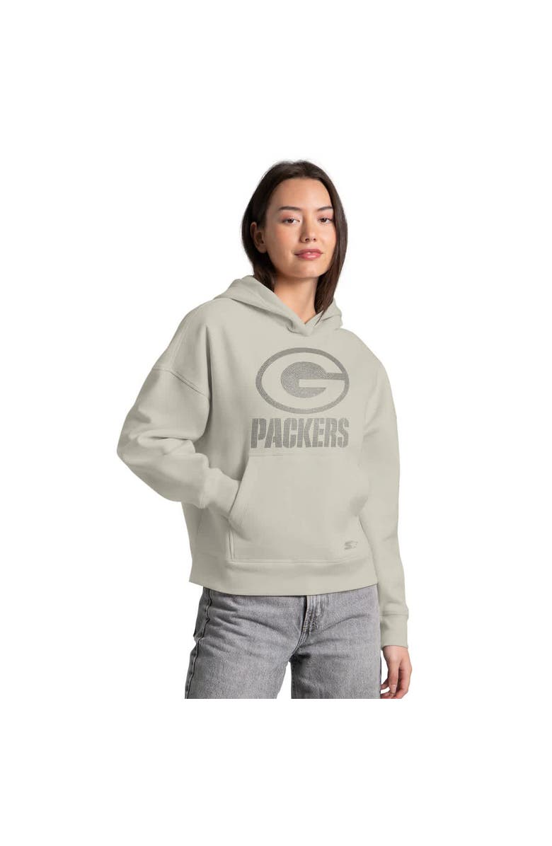 STARTER Women
s Starter  Khaki Green Bay Packers Rhinestone Relaxed Hoodie, Main, color, Khaki