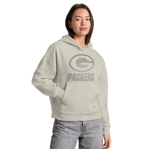 Women
s Starter  Khaki Green Bay Packers Rhinestone Relaxed Hoodie