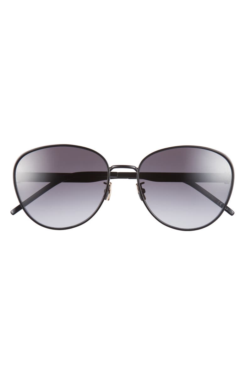 Saint Laurent 59mm Round Sunglasses, Main, color, Black Black Grey