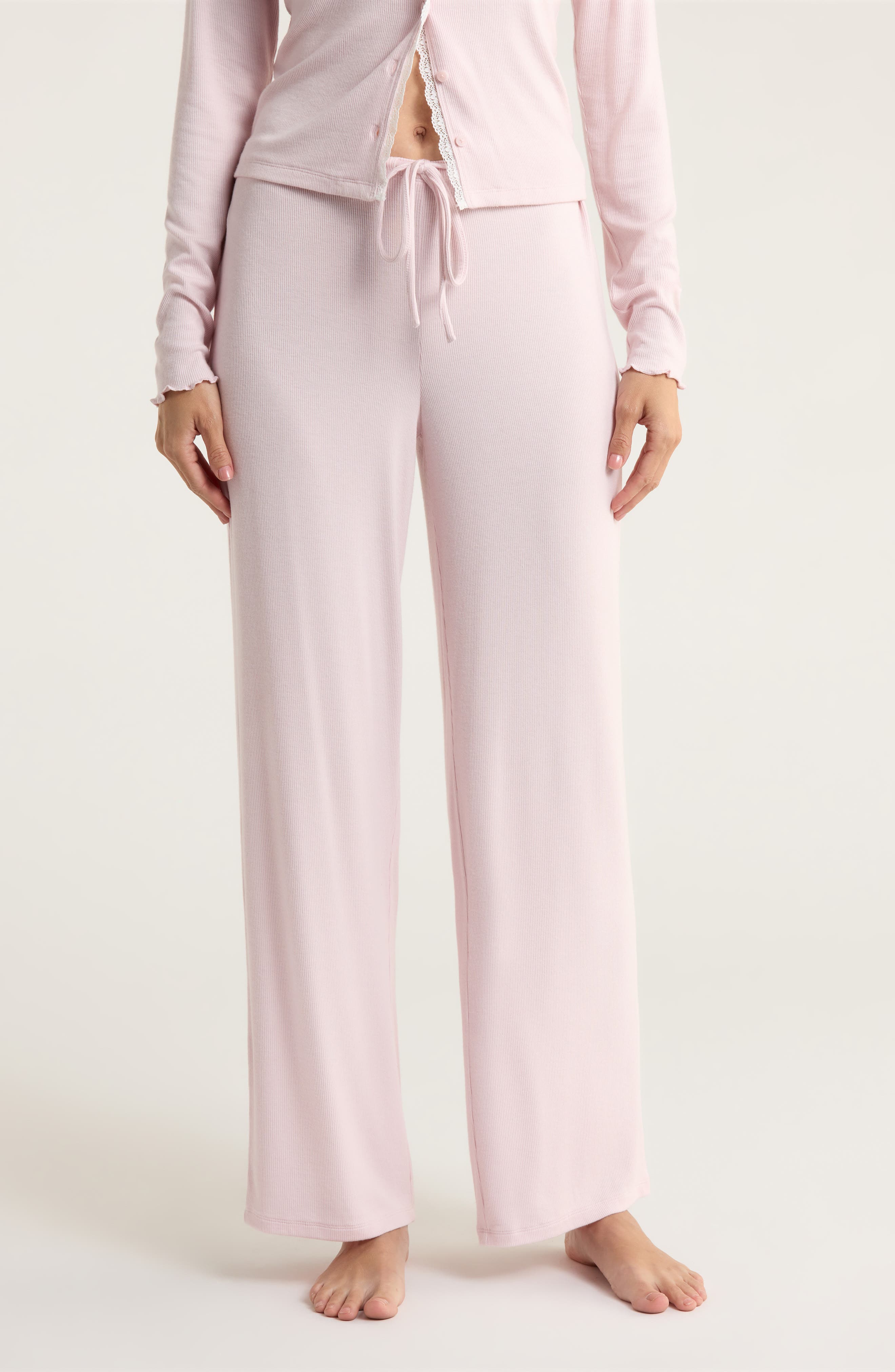 Open Edit Daydream Rib Loung Pants In Pink