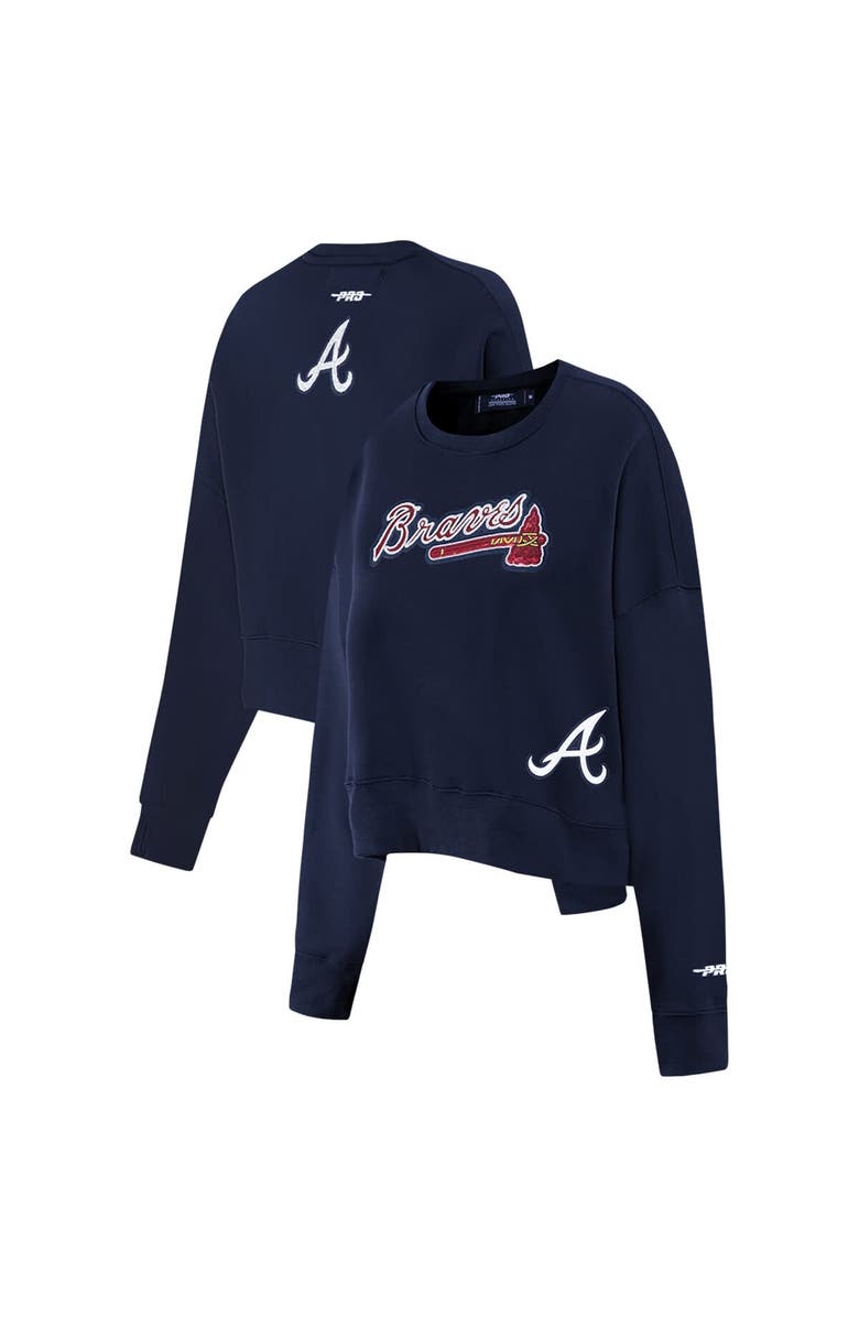 PRO STANDARD Women's Pro Standard Navy Atlanta Braves Game Day Classics Crewneck Pullover Sweatshirt, Main, color, 