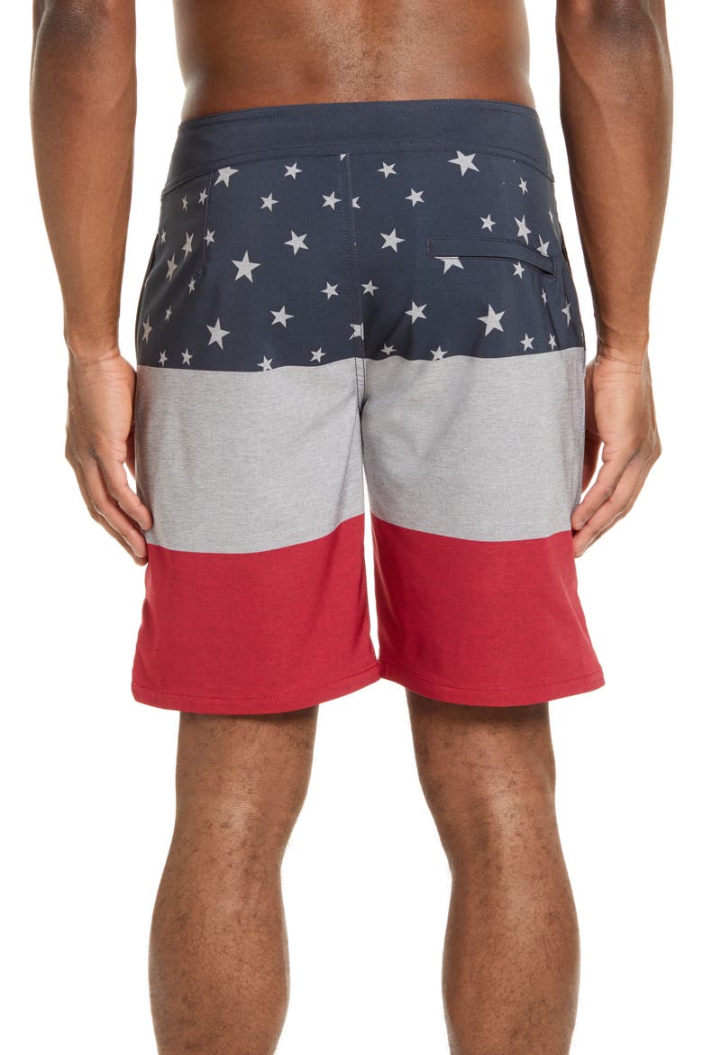 Ticker Tape Board Shorts, Alternate, color, MOOD INDIGO