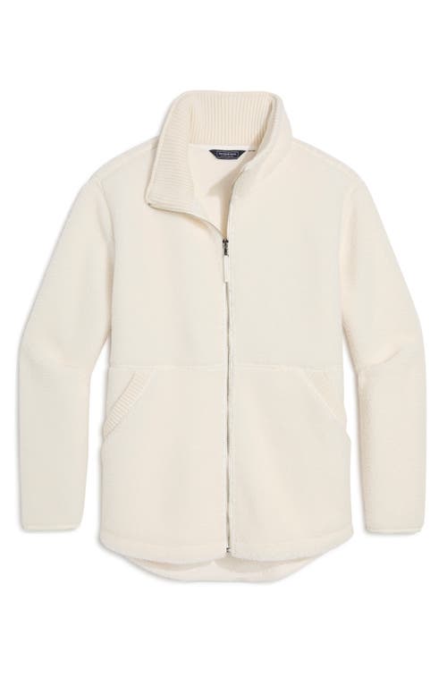 Vineyard Vines Full Zip High Pile Fleece Jacket In White