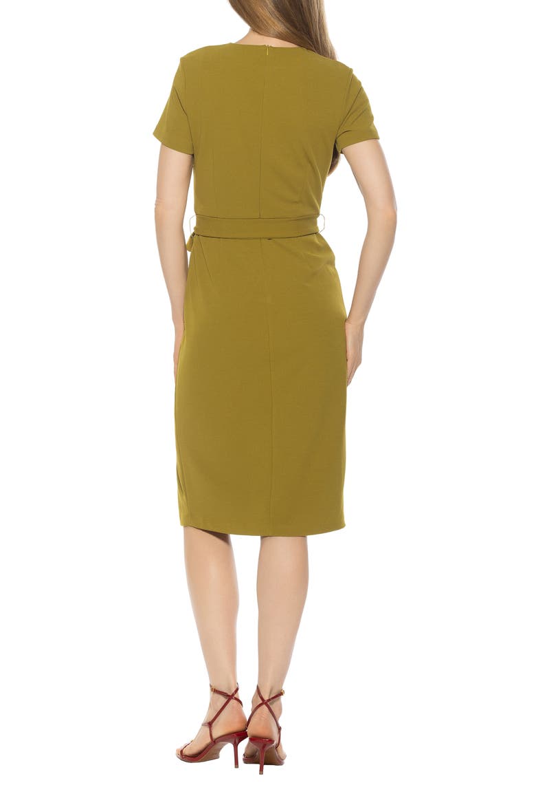 Zyra Short Sleeve Tie Waist Sheath Dress, Alternate, color, SAGE