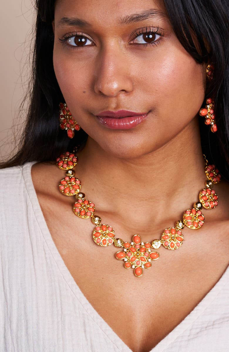 Kenneth Jay Lane Medallion Frontal Necklace, Alternate, color, Gold