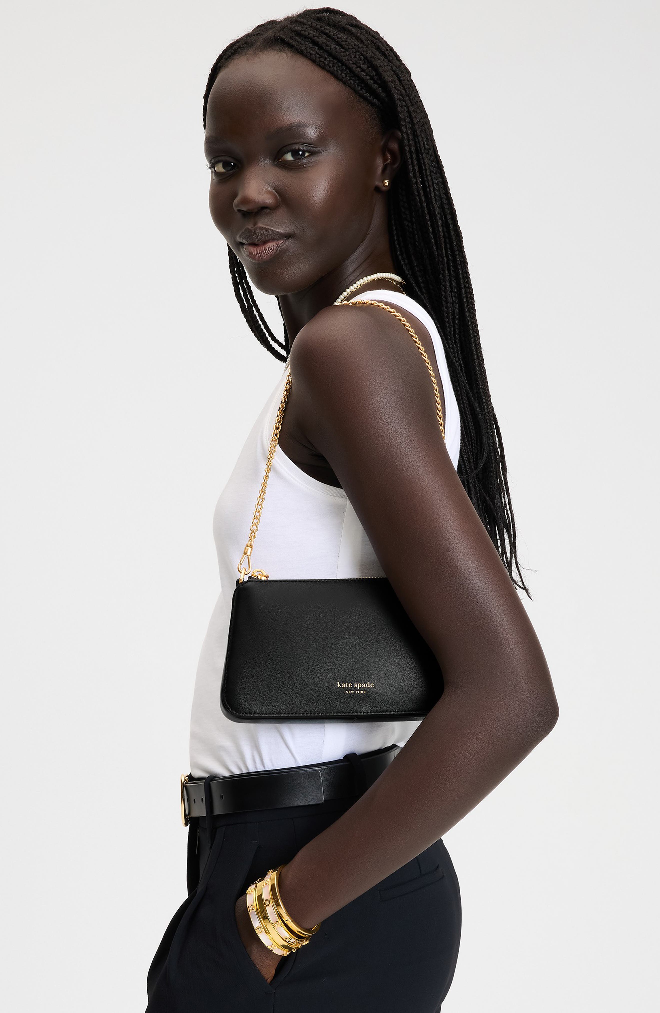 Kate Spade New York grace fine grain leather shoulder bag, Alternate, color, 