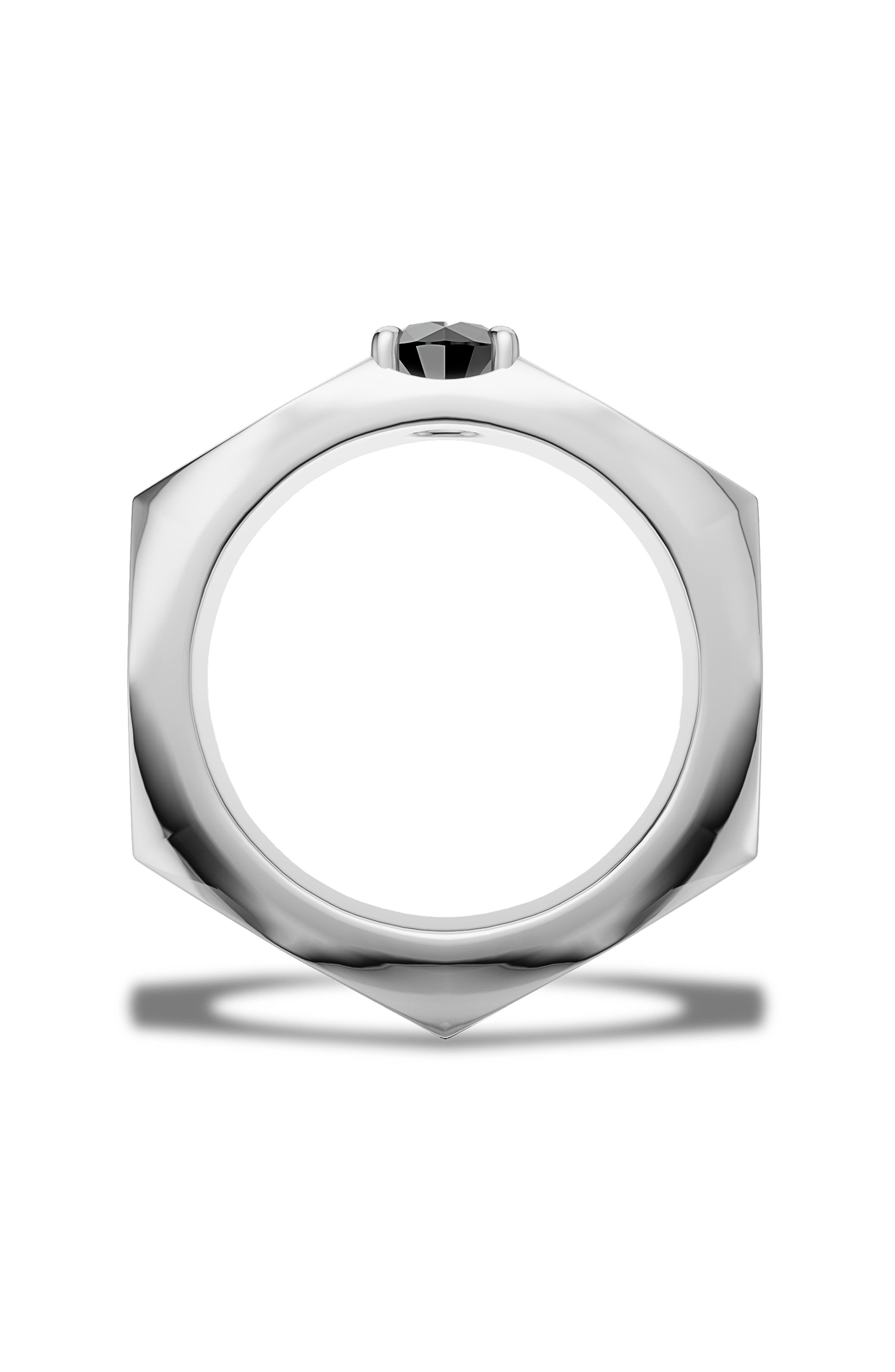 Off-White Hex Nut Lab Grown Diamond Solitaire Ring (Men) | Nordstrom