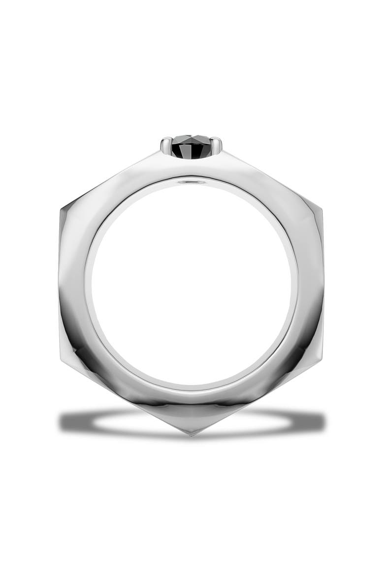 Hex Nut Lab Grown Diamond Solitaire Ring, Alternate, color, SILVER/ BLACK