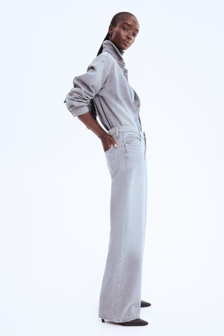 Feather Soft Wide Regular Jeans, Main, color, Light denim gray